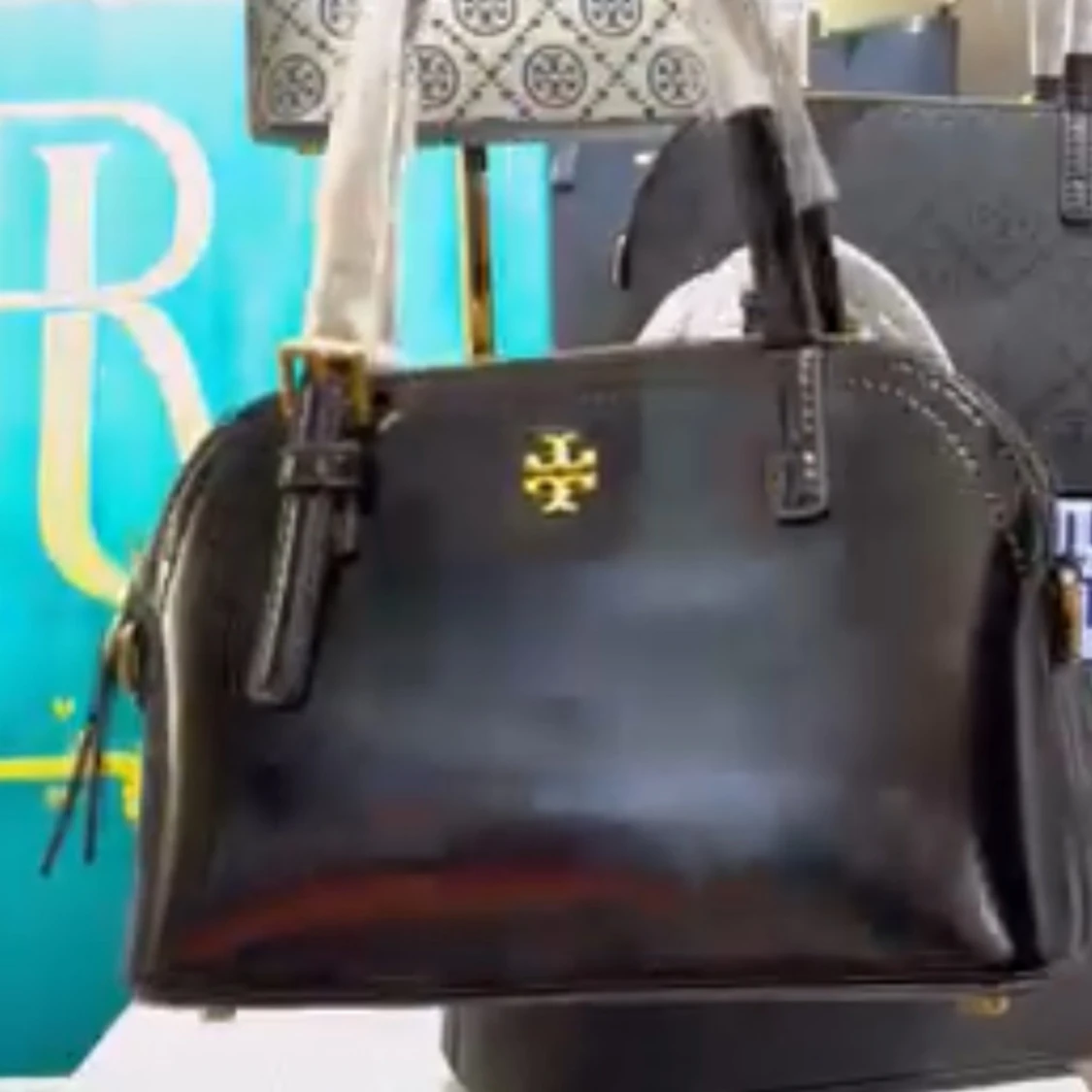 Mönstrad handväska med logotyp & tory burch - 2