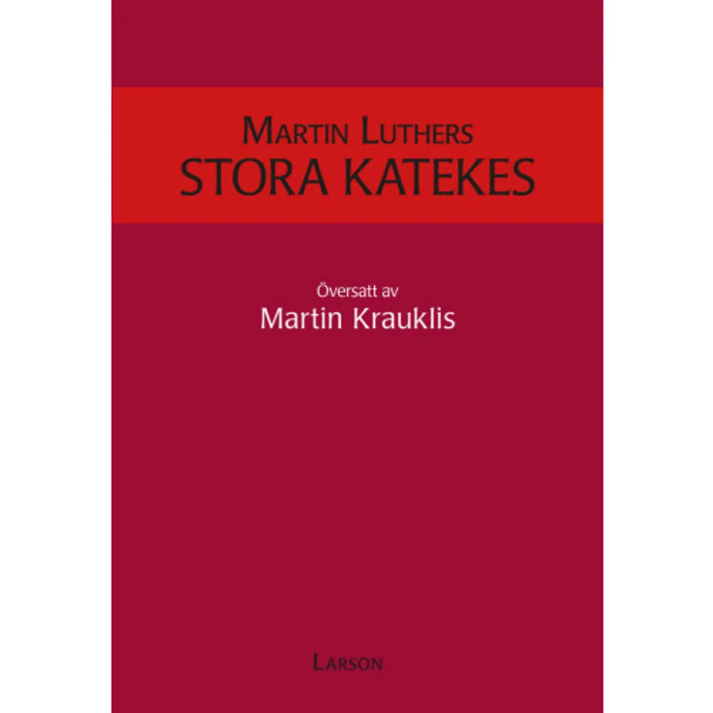 Tack vare Martin Krauklis förtjänstfulla nyöversättning finns nu Martin Luthers Stora katekes, tillgänglig i modern, svensk språkdräkt.Martin Luthers Stora katekes som gavs ut i bokform i april 1529, ingår i Svenska kyrkans bekännelseskrifter (dess grundläggande dokument ) och är den äldsta av de lutherska bekännelseskrifterna.Denna nyöversättning vill göra den djupa och innerliga andlighet som finns i Martin Luthers Stora katekes tillgänglig för nutidens människor.Målet har varit att så troget som möjligt återge Luthers tankar, råd och förmaningar på ett för moderna läsare begripligt och inspirerande sätt. Föråldrade uttryck har ändrats varsamt, men Martin Luthers kraftfulla och pregnanta språk lyser ändå klart igenom.Stora katekesen är fylld av Luthers mäktiga andliga kraft, hans innerliga tro och ljusa förtröstan. Han skriver enkelt, rakt på sak, utan minsta tvekan och med bergfast trosvisshet.Den som vill veta vad luthersk tro och livsstil innebär, finner svaren i denna bok.    Format Häftad   Omfång 160 sidor   Språk Svenska   Förlag Bokförlaget Robert Larson   Utgivningsdatum 2017-07-10   Medverkande Martin Krauklis   ISBN 9789151403526  . Böcker.