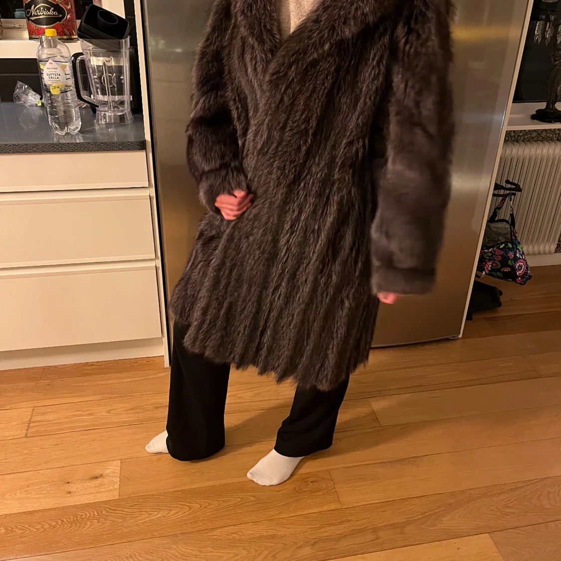 Brun pälsjacka - 90