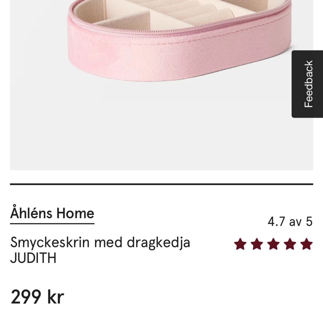 Rosa smyckeskrin med dragkedja från Åhléns Home - 91