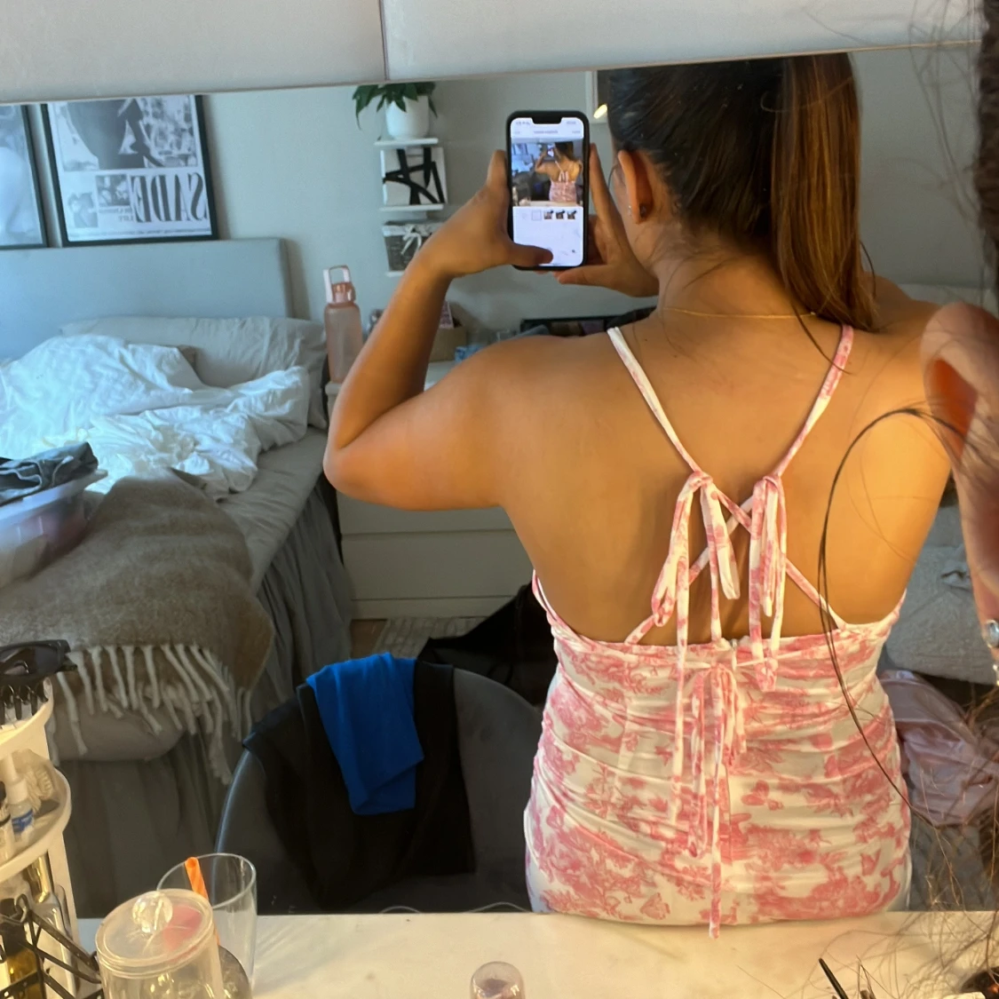 Rosa och vit långklänning  - 3