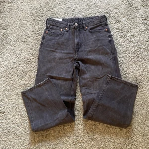 Svarta loose fit jeans från H&M - Säljer ett par svarta loose fit jeans från H&M. Klassisk femficksmodell med raka ben och normalhög midja. Perfekta för en avslappnad stil och passar till det mesta. Storlek 32/34.