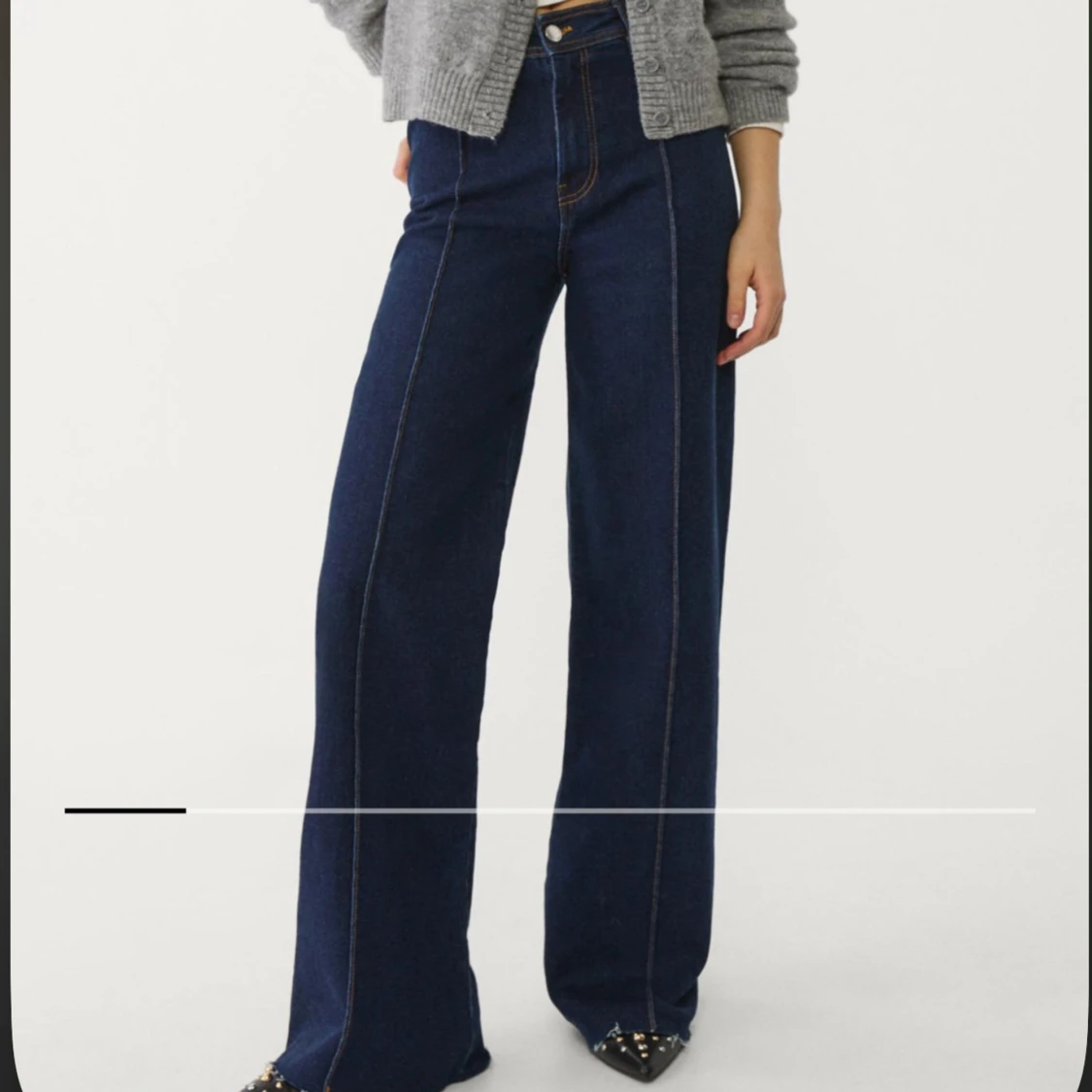 Mörkblå wide leg jeans med hög midja