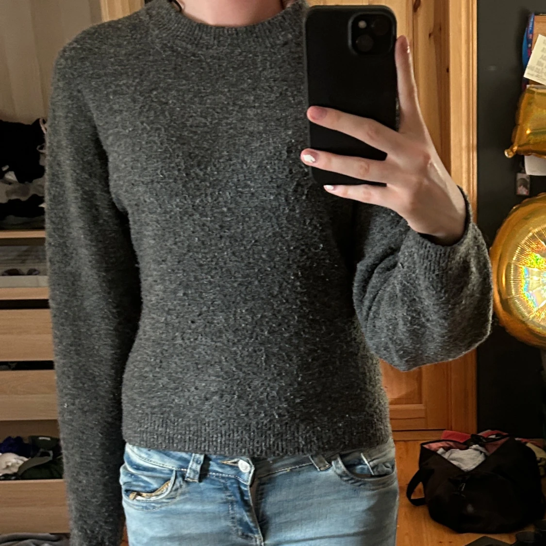 Mörkgrå stickad tröja från H&M