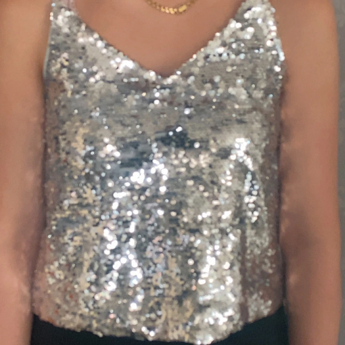 Glittrig silver paljettopp - 1