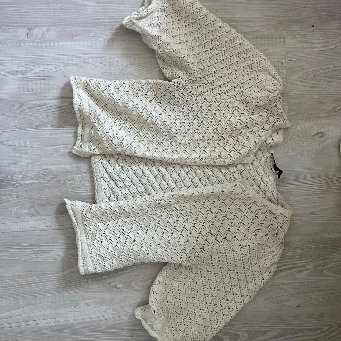 Vit stickad cardigan jacka - 1