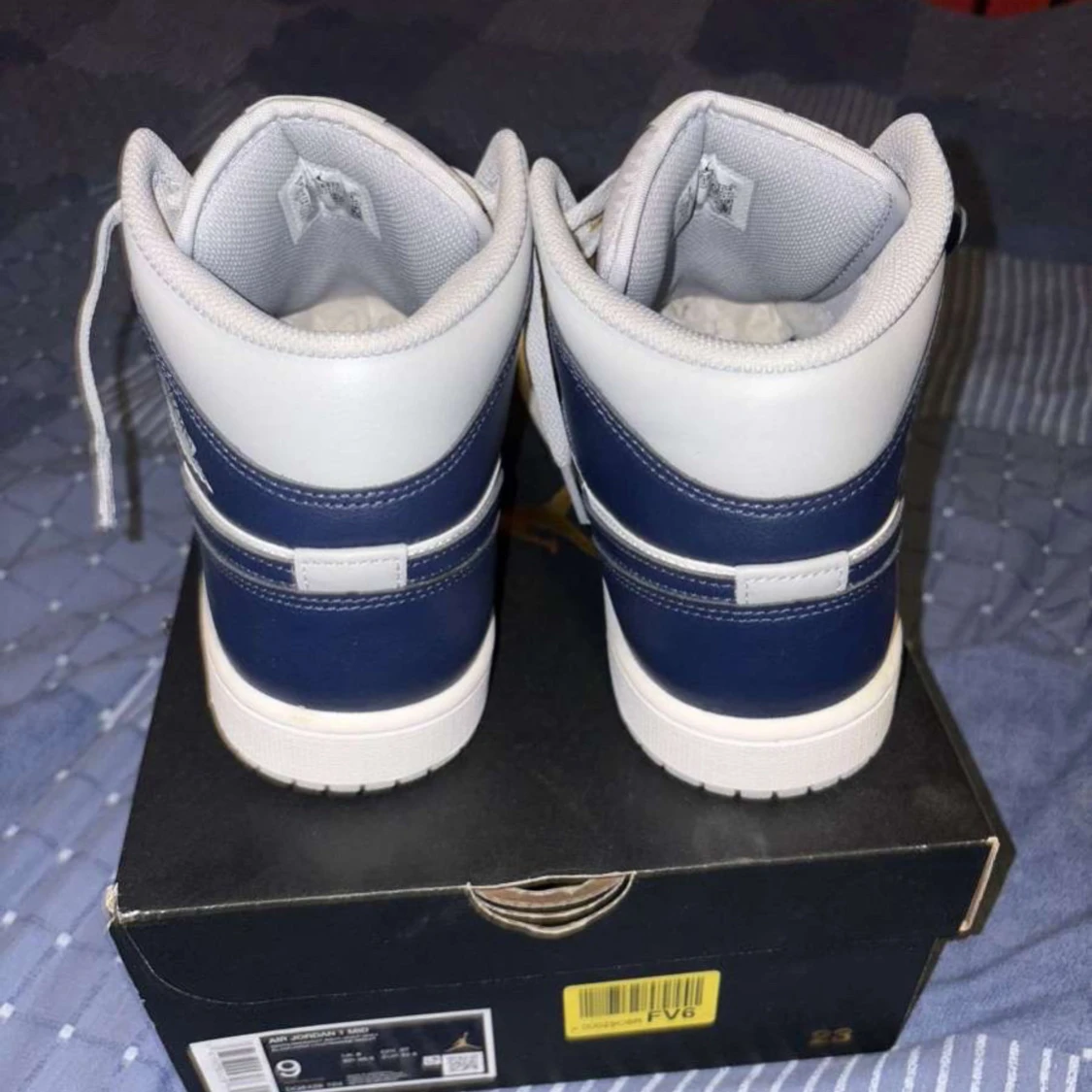 Nike Air Jordan 1 Mid vit/grå/blå - 4