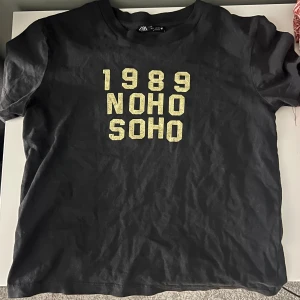 Svart t-shirt Zara med guldtryck - En jättegullig t-shirt från zara som jag aldrig använt med lappen på.