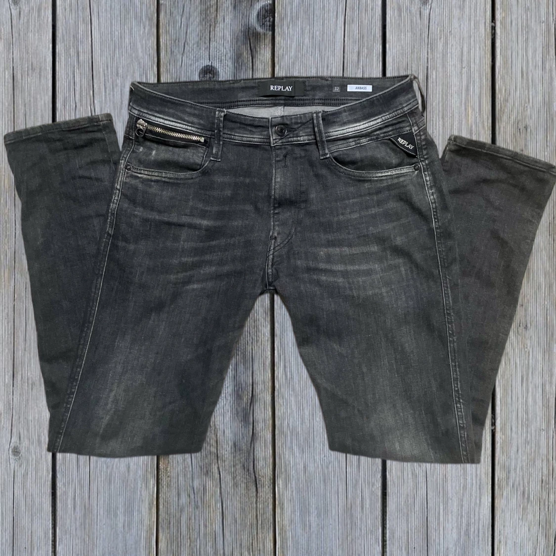 Replay Anbass Jeans Svart & Grå