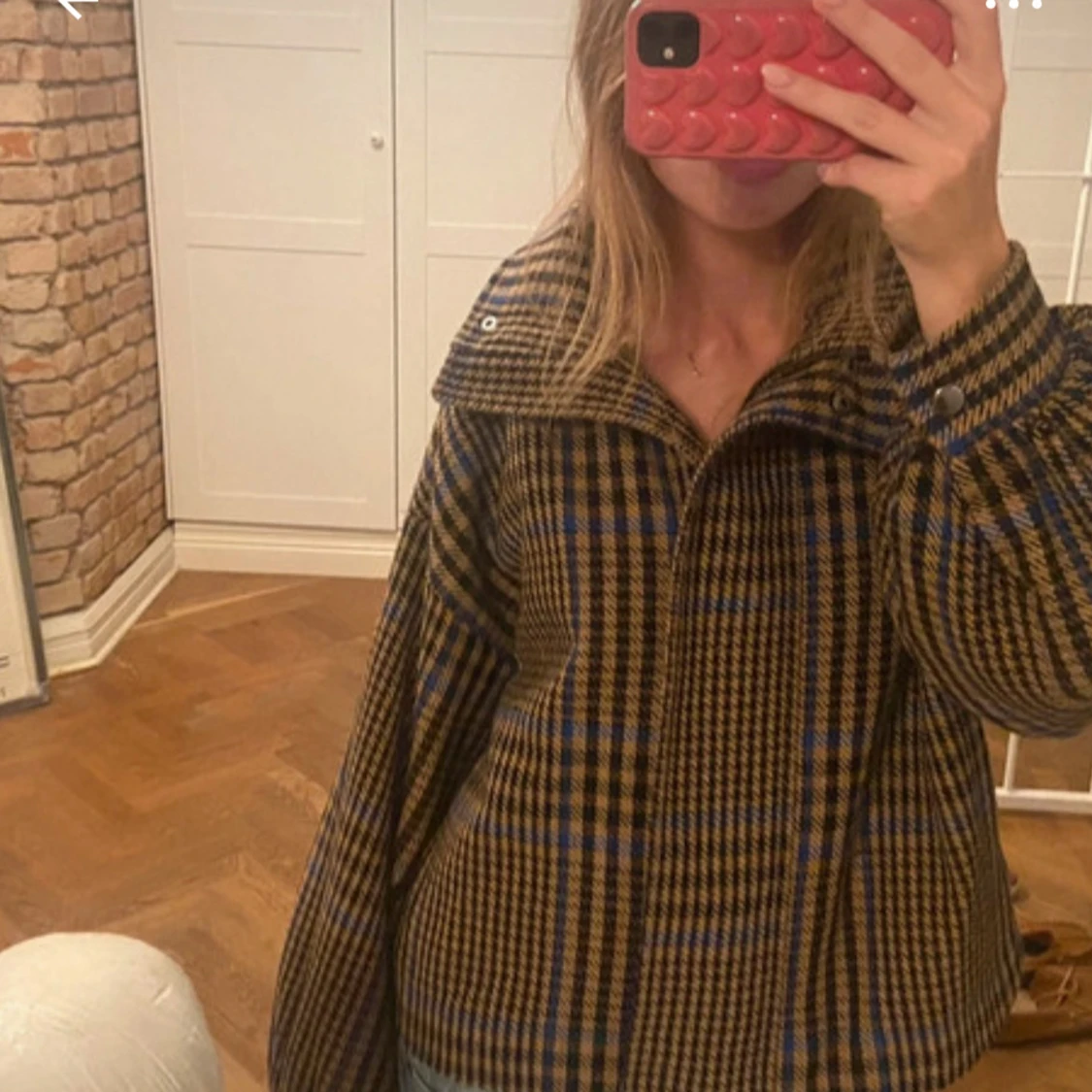 Rutig overshirt med dragkedja