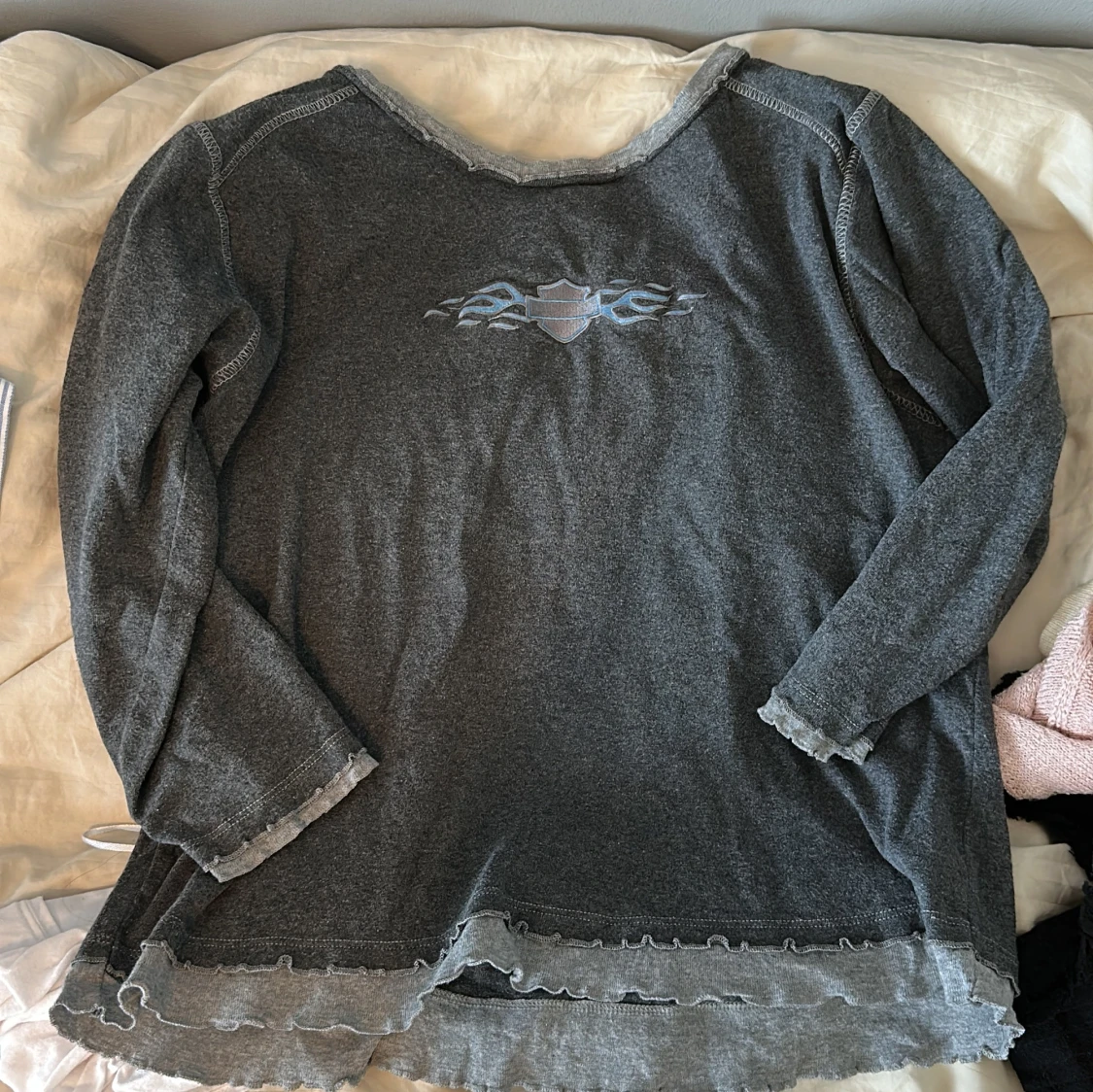 Grå Harley Davidson långärmad tröja