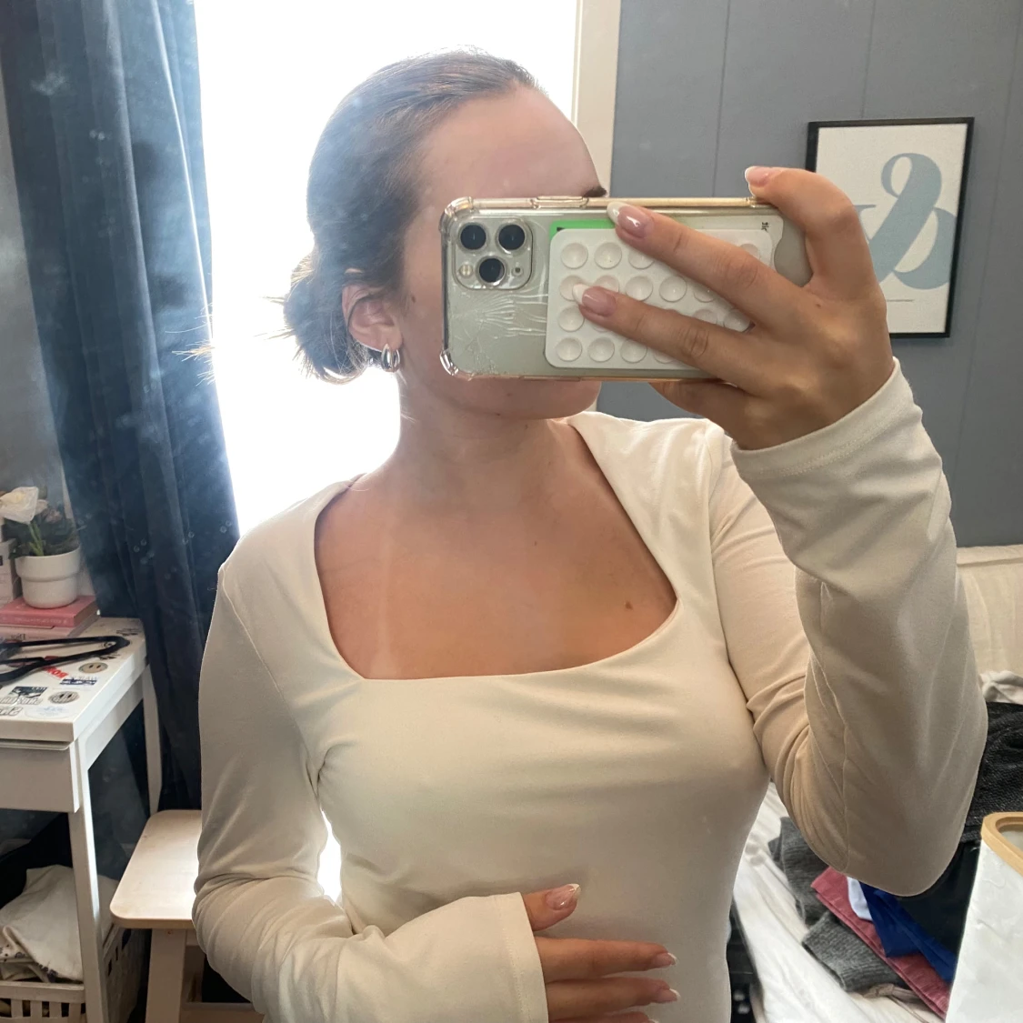 Vit långärmad topp - 3