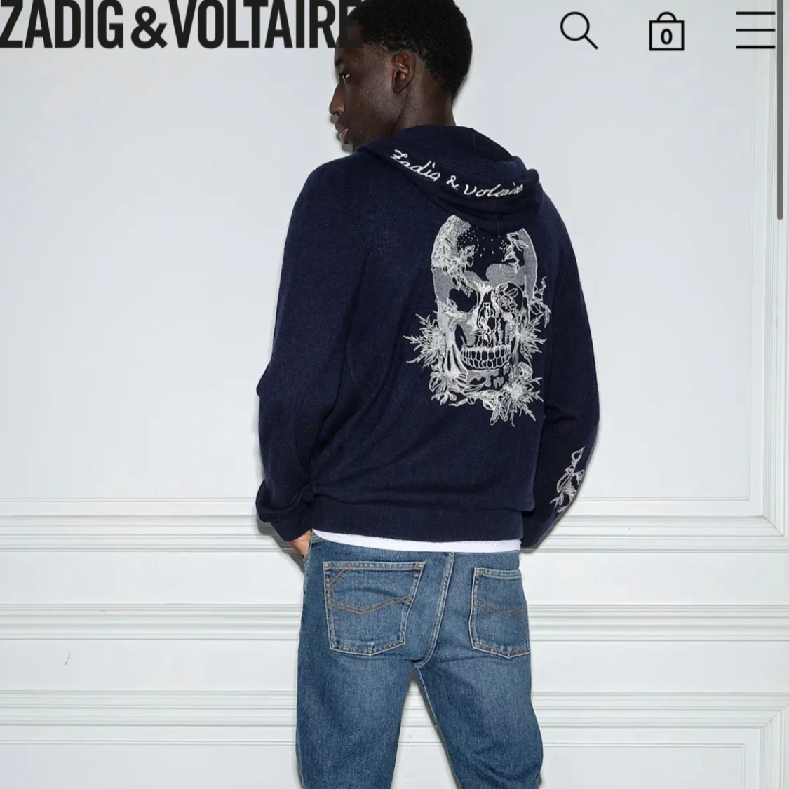 Mörkblå hoodie med tryck från Zadig & Voltaire
