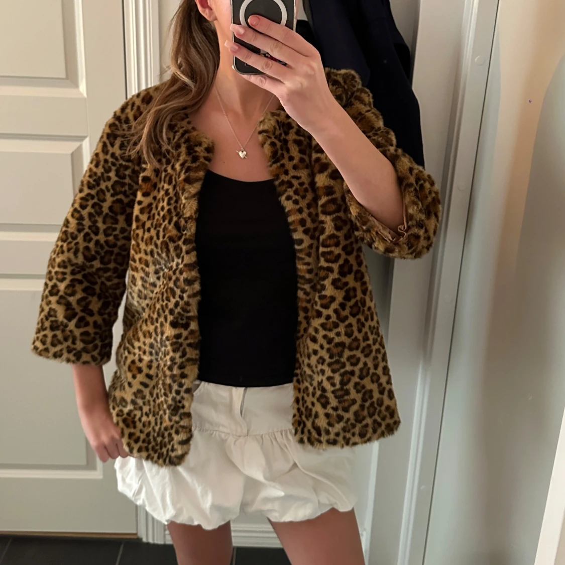 Leopard jacka med trekvarts ärm