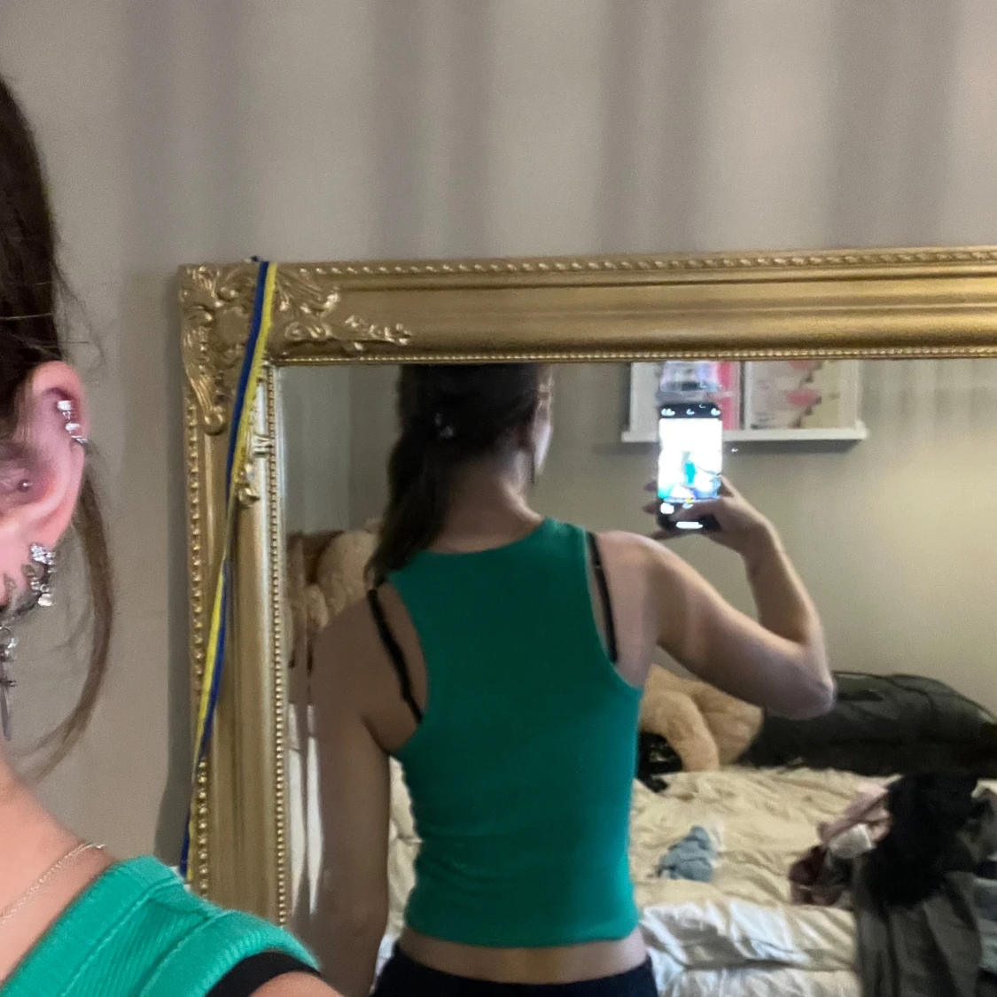 Grön ribbad linnetopp - 1