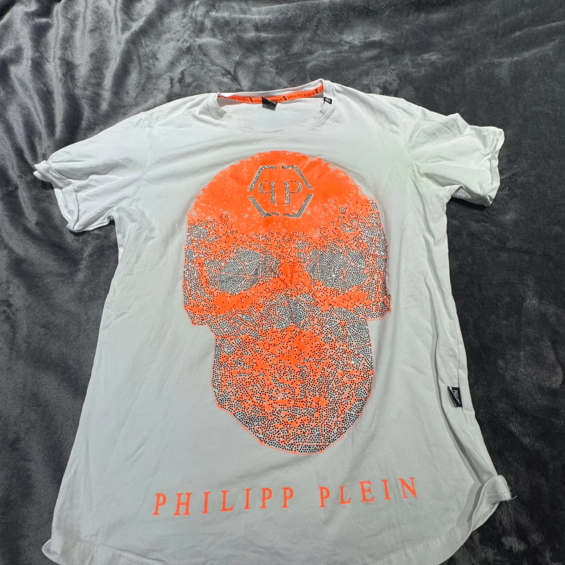 Vit Philipp Plein t-shirt med dödskalle