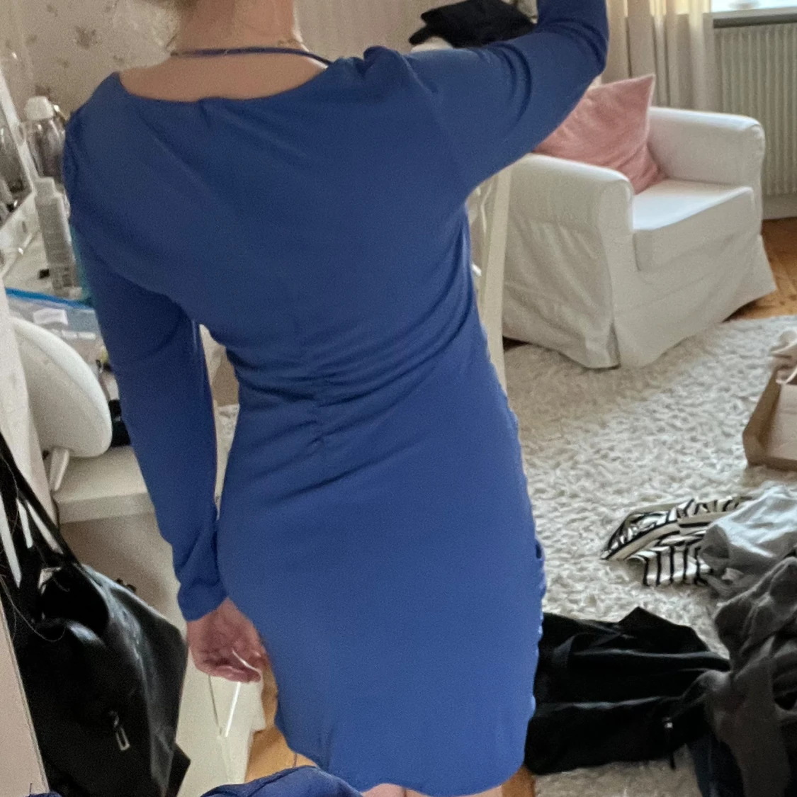 Blå kort klänning från Zara - 1