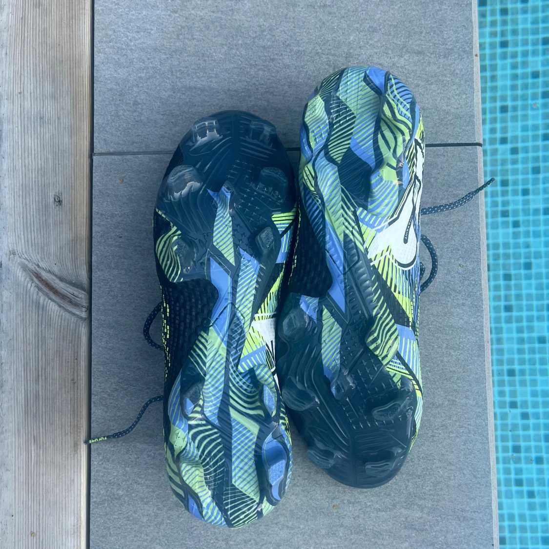 Puma fotbollsskor blå/gul mönster - 1