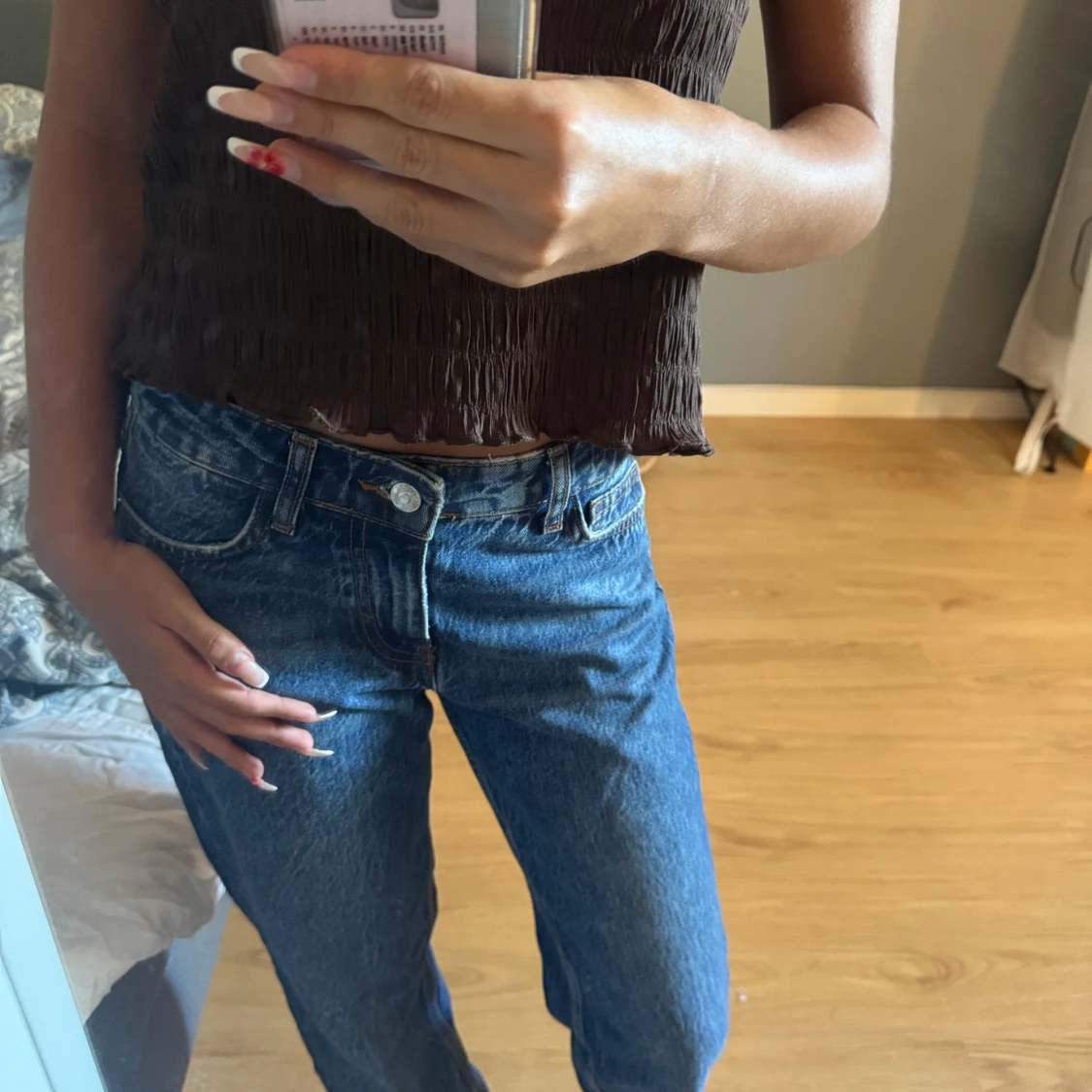 Blå raka jeans från Zara, strl 32 - 2