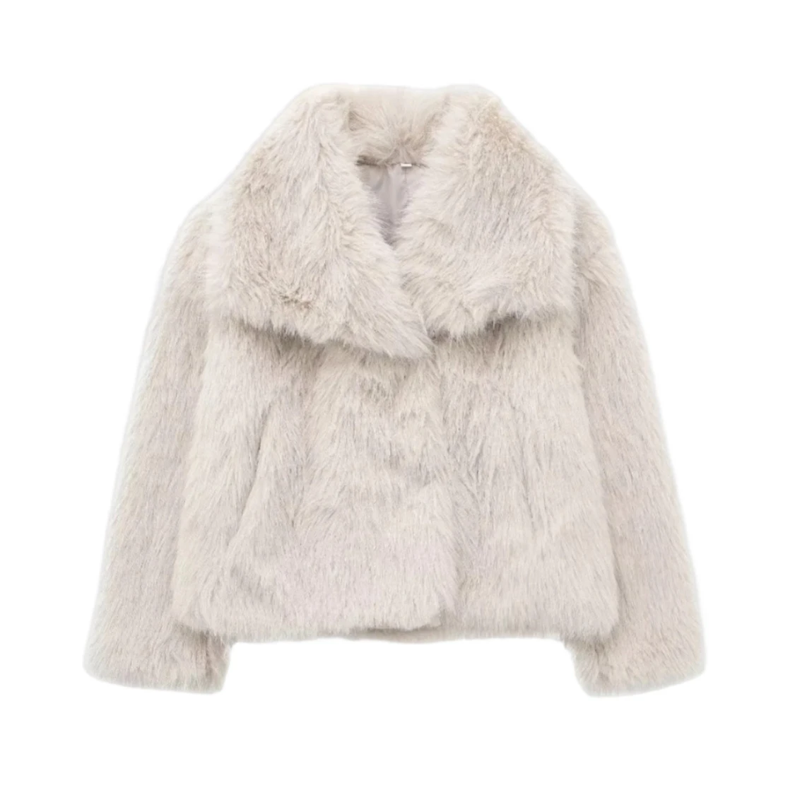 Ljus pälsjacka med krage