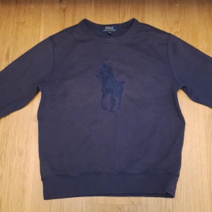 Mörkblå sweatshirt från Polo Ralph Laurenn - Mörkblå sweatshirt från Polo Ralph Lauren med broderad stor logga på bröstet. Klassisk rund halsringning och långa ärmar. Skön och stilren tröja i bomull, perfekt för en chill och snygg look.