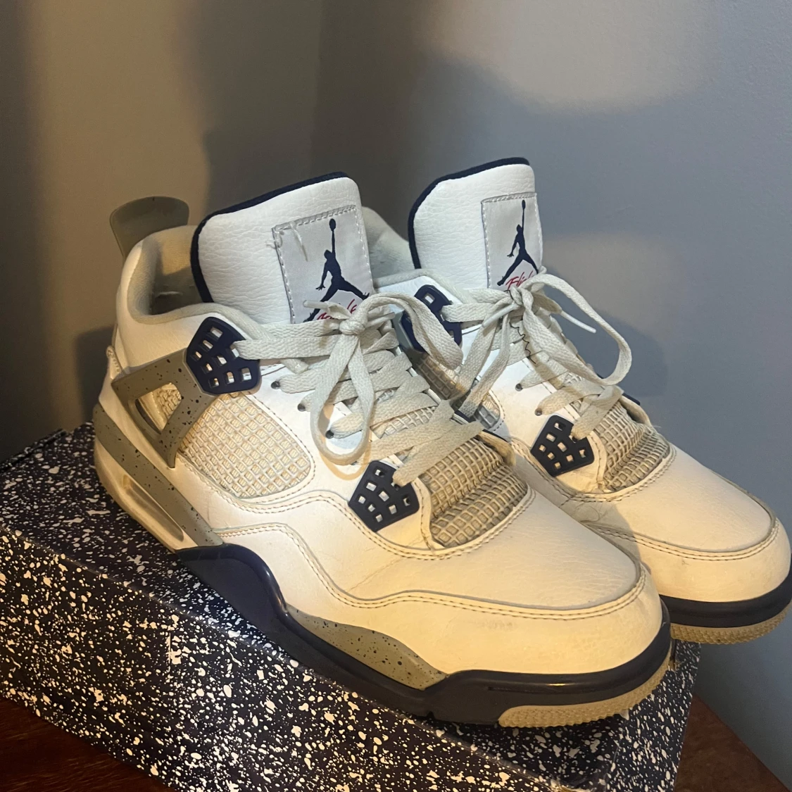 Nike Air Jordan 4 Retro Vit/Blå