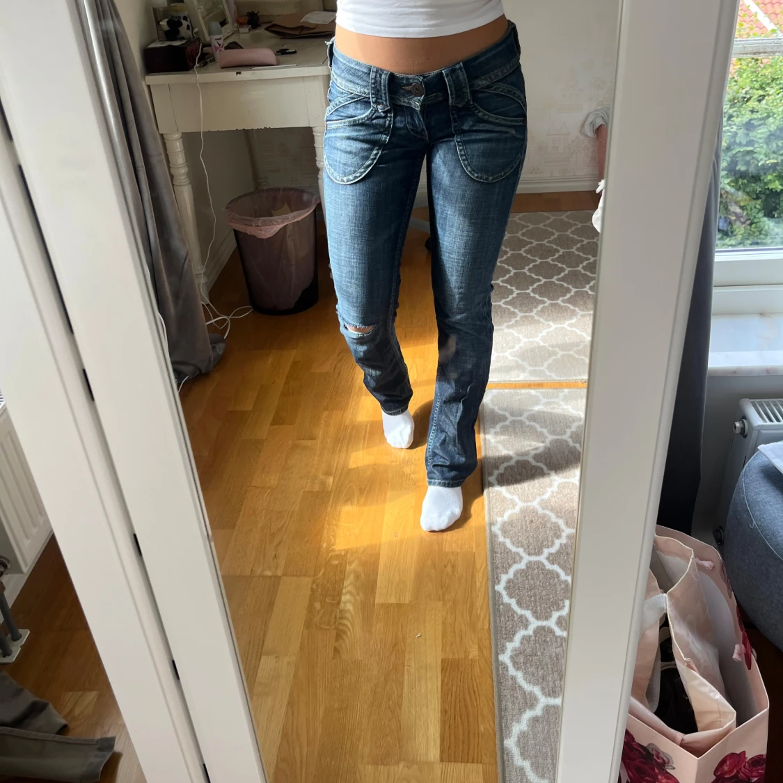 Blå pepejeans bootcut jeans med detaljer - 2