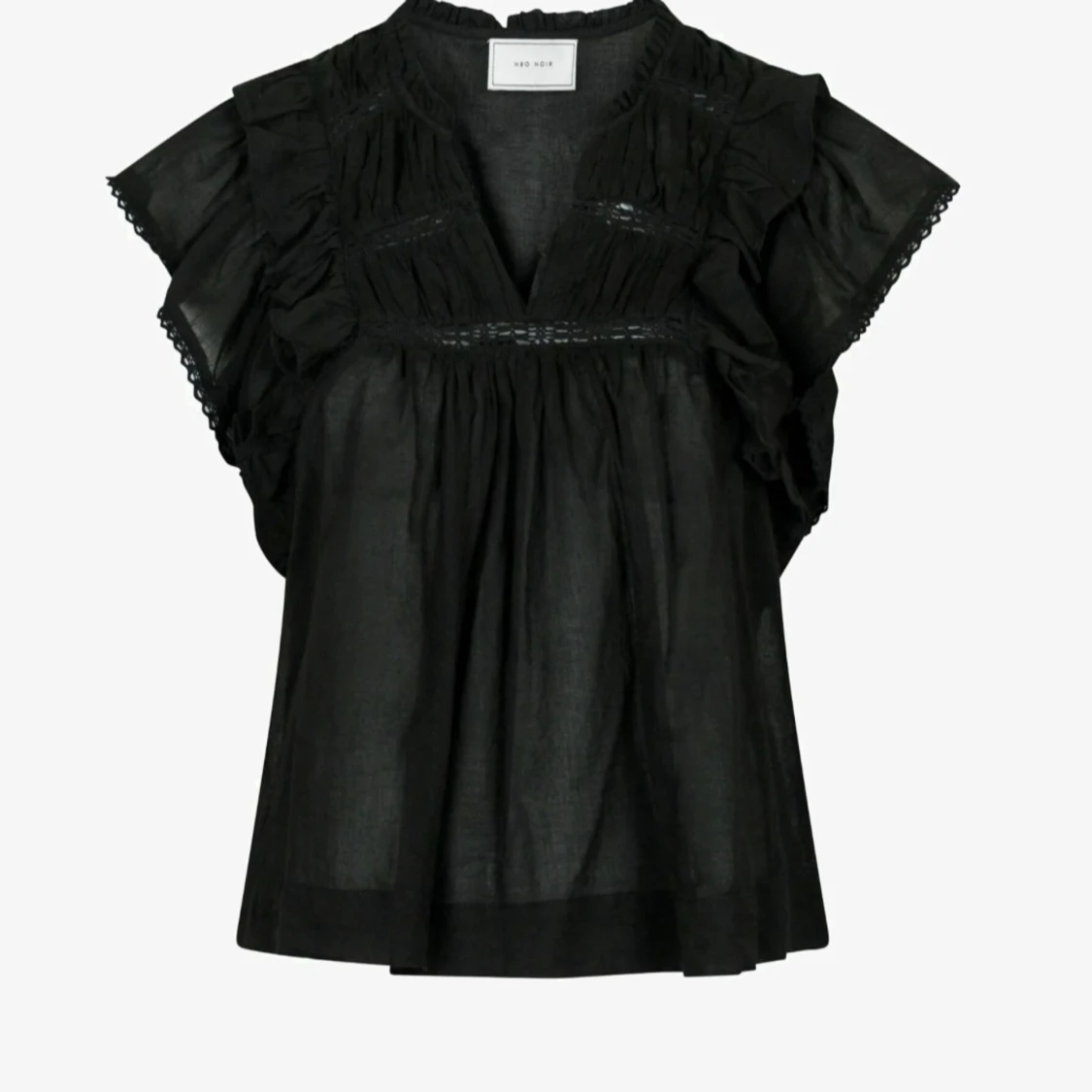 Svart blus med volang från Neo Noir