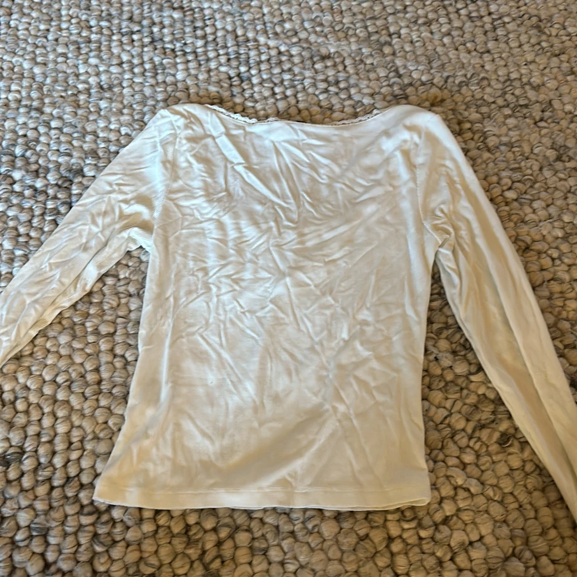 Vit ribbad långärmad topp H&M  - 1