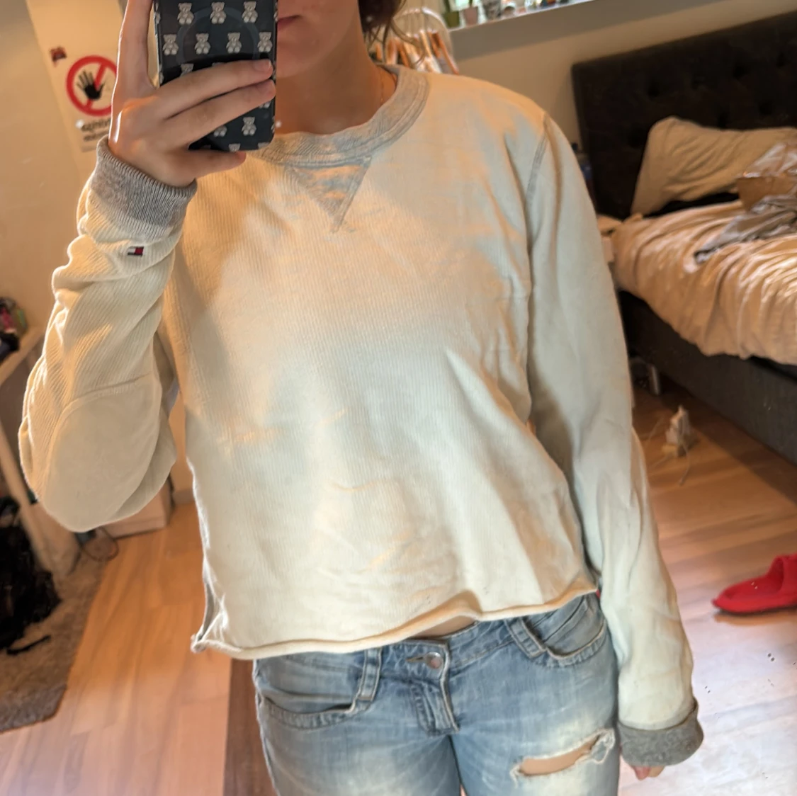 Beige och grå sweatshirt från Tommy Hilfiger