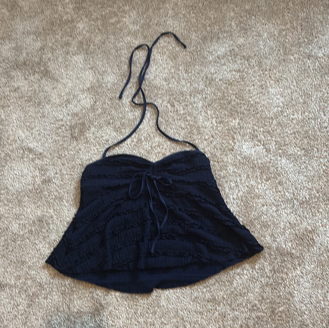 Mörkblå croppad halterneck-top - 3