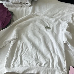 Vit sweatshirt från Junkyard S - Vit sweatshirt från Junkyard i storlek S. Tröjan har broderad text 'Take Care' på bröstet i grönt och klassisk rund halsringning. Mjuk bomullskänsla och ribbade muddar vid ärmslut och nederkant. Perfekt för en chill och clean look.