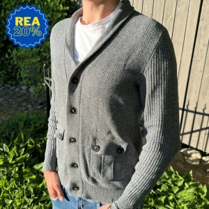 Grå stickad cardigan  - Grå stickad cardigan snabb affär-bättre pris