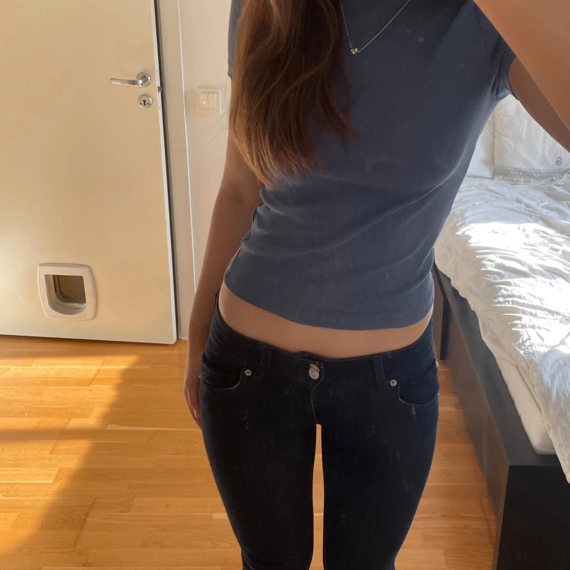 Blå  topp blå t-shirt  - 2