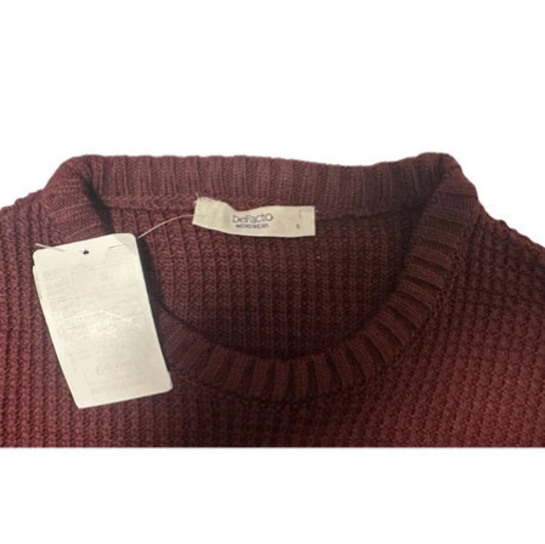 Vinröd stickad tröja från DeFacto - 3