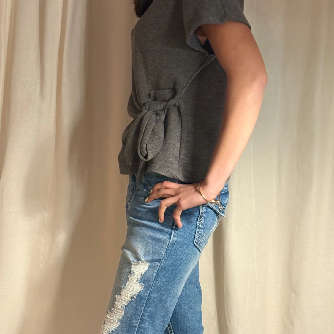 Mörkgrå knyt topp från Zara - 2