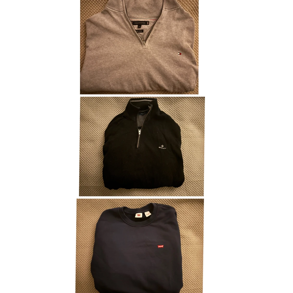 Tre tröjor från Gant, Hilfiger, Levis 