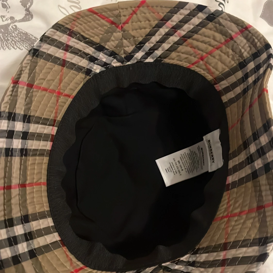 Beige rutig bucket hat Burberry - 1