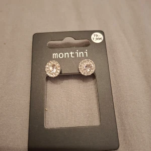 Glittriga örhängen från Montini - Snygga glittriga örhängen från Montini med en stor klar sten i mitten omgiven av mindre stenar. Perfekta för att ge lite extra bling till din outfit!