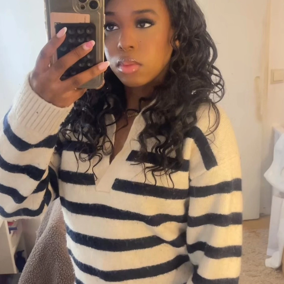 Randig stickad tröja - 1