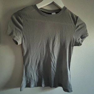 Grå t-shirt från H&M Divided - En basic grå t-shirt från H&M Divided. Modellen har rund halsringning och korta ärmar. Perfekt att matcha med jeans eller kjol för en enkel och clean look.