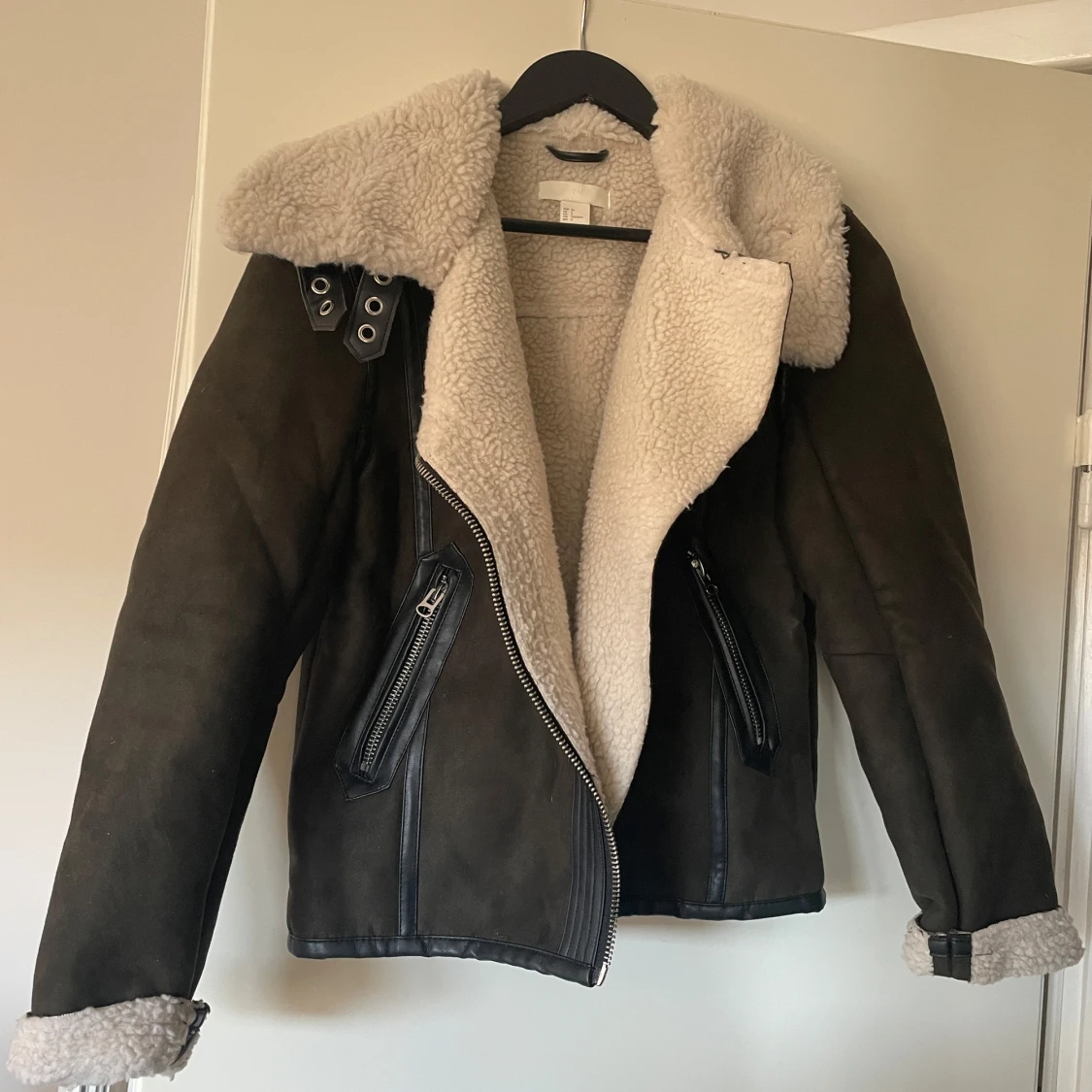 Mörkgrön fodrad bikerjacka  - 1