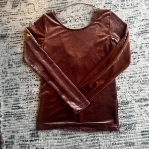 Rosa sammetstopp från Skill - Säljer en rosa sammetstopp från Skill. Toppen har en djup rundad halsringning och långa ärmar, materialet är sammet. Tröjan ser brun ut på bilden men är rosa, kontakta mig för mer info. 