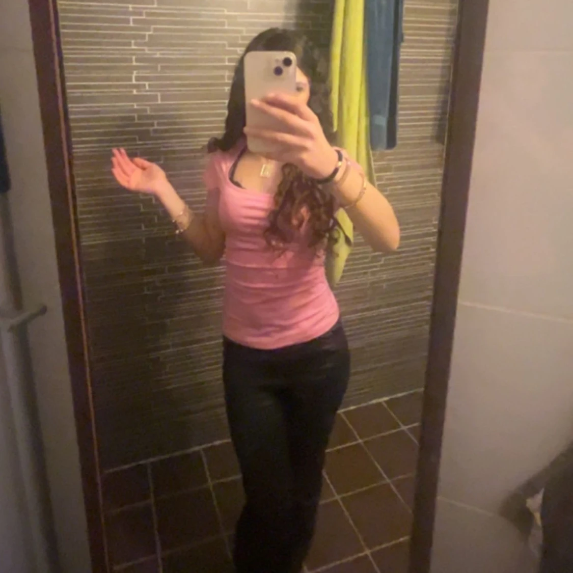 Rosa kortärmad topp