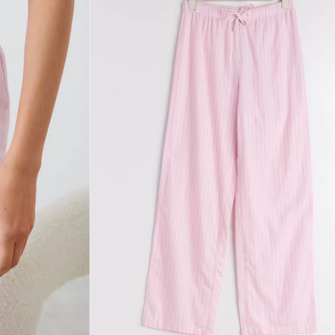 Rosa randiga byxor med snörning - 2