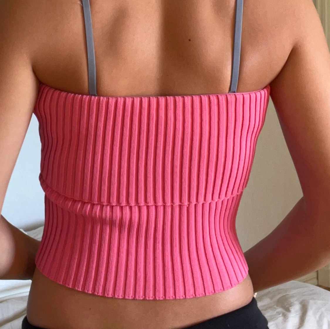 Rosa ribbad tubtopp från Zara - 1