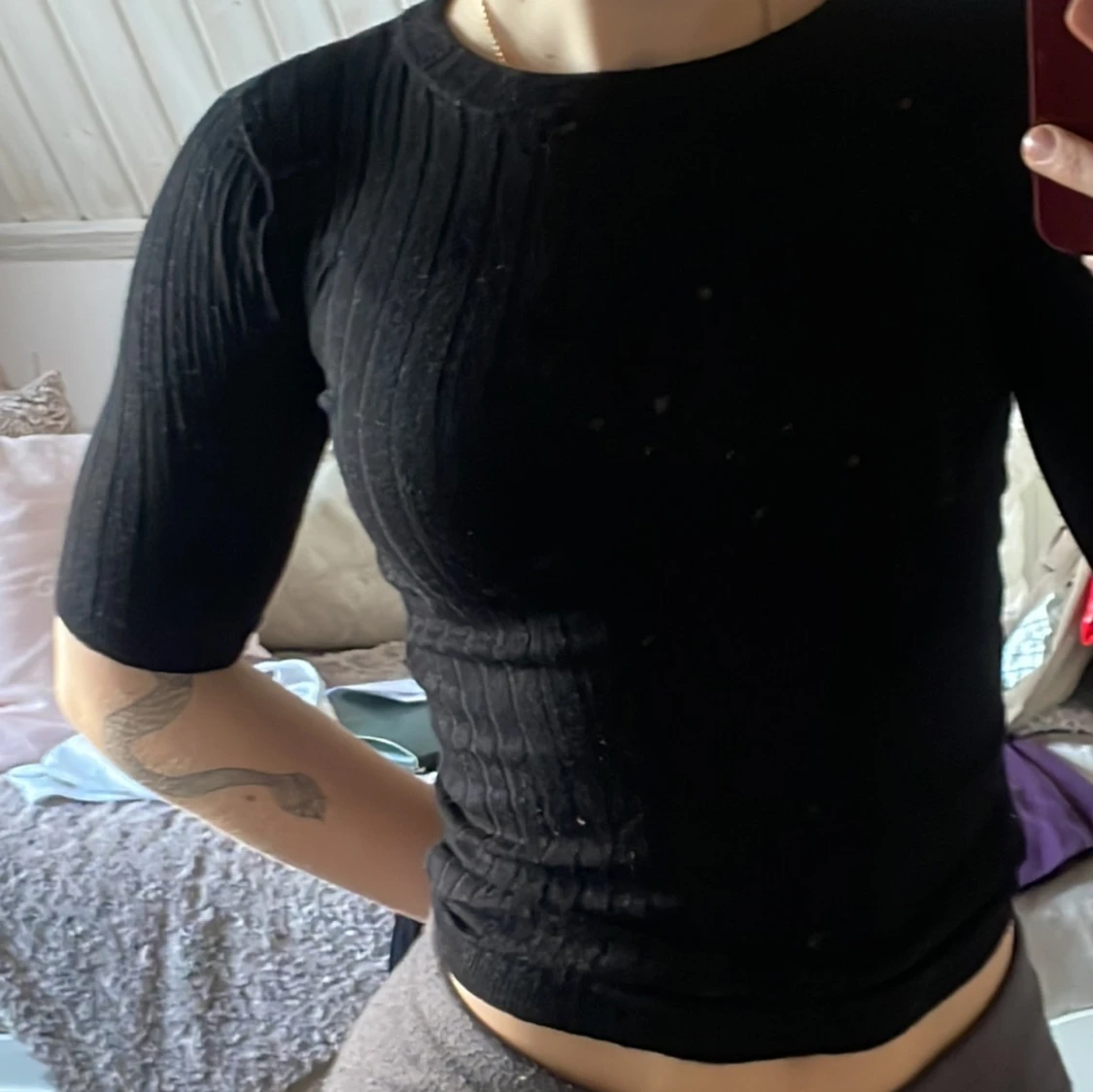 Svart ribbad topp från Pieces - 1