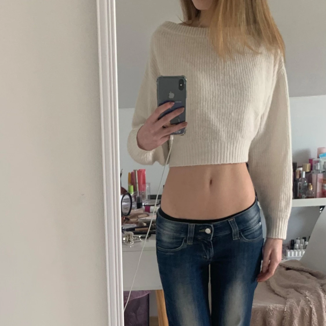 Vit croppad tröja från H&M