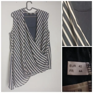 Smickrande omlottblus som lyfter hela outfiten stl42 - Lätt och luftig randig blus från Jessica Premium i stl 42. med smickrande omlottmodell och längre bakdel. Perfekt både till jobbet och middagen – enkel att styla och alltid bekväm tack vare mjukt stretchigt foder. Mycket fint skick. 