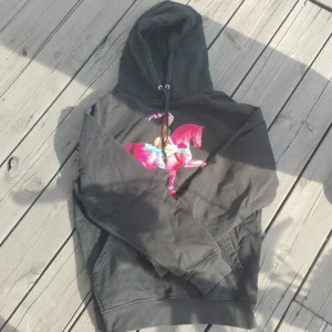 Svart hoodie med tryck av Fröken Snusk och Rasmus Gozzi - Säljer en svart hoodie med tryck av Fröken Snusk och Rasmus Gozzi. Strl S och använd inte så många gånger.